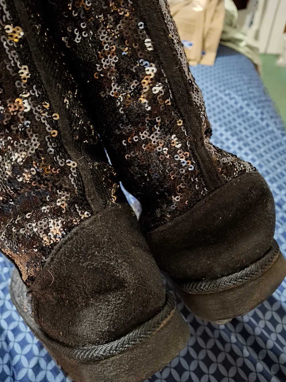 Black Sequin Women's Mid-Calf Boot